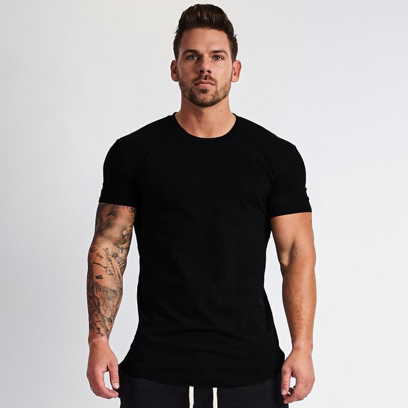 Slim-fit cotton crew neck t-shirt in black, front view