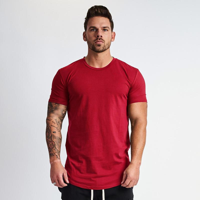 Slim-fit cotton t-shirt in grey, worn side view