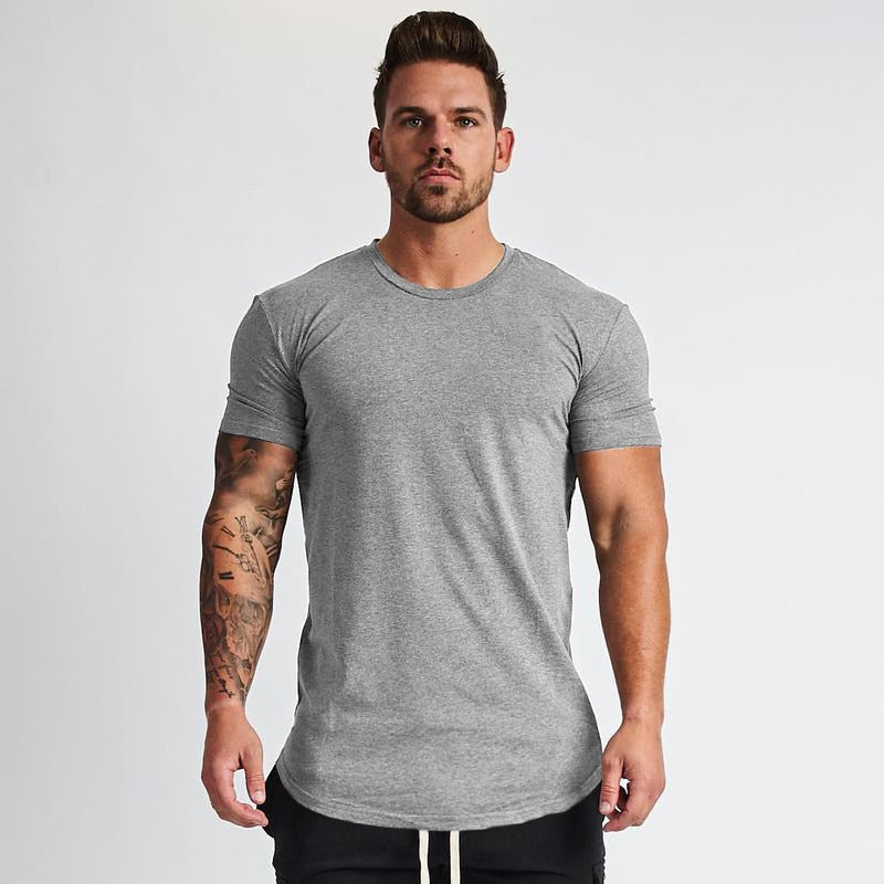 Close-up of the ribbed O-neck collar on the cotton tee
