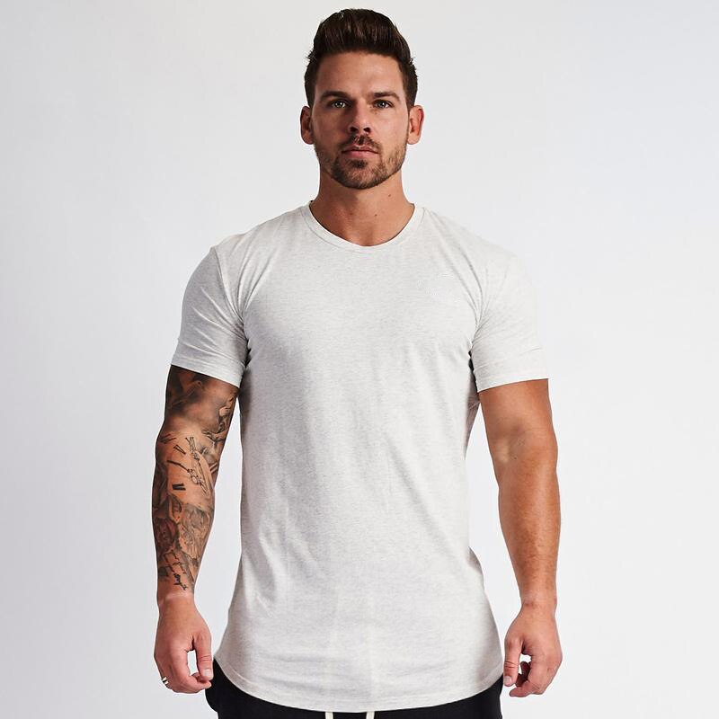 Slim-fit cotton t-shirt in blue, worn front view